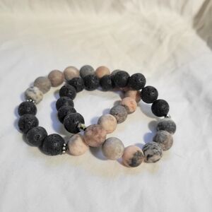 Lava Bead Bracelet - Set of Two